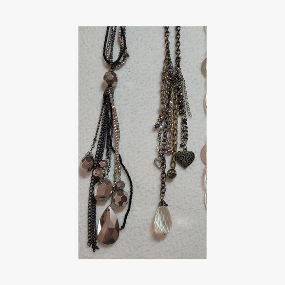 Lot of 4 Silvertone Necklaces Fringe Open Metal Circles Beaded Boho Y2k - Picture 7 of 7